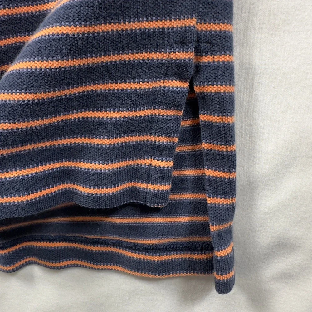 Polo Ralph Lauren Shirt Men's Large Navy Orange Striped Golf Cotton Short Sleeve